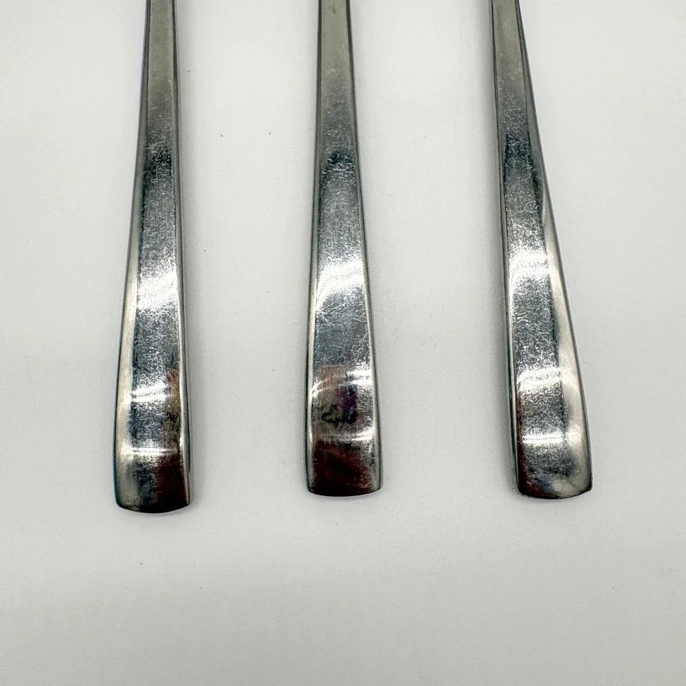 Hammered Stainless Steel Dinner Forks Modern Minimalist Silverware Towle 3pc Set